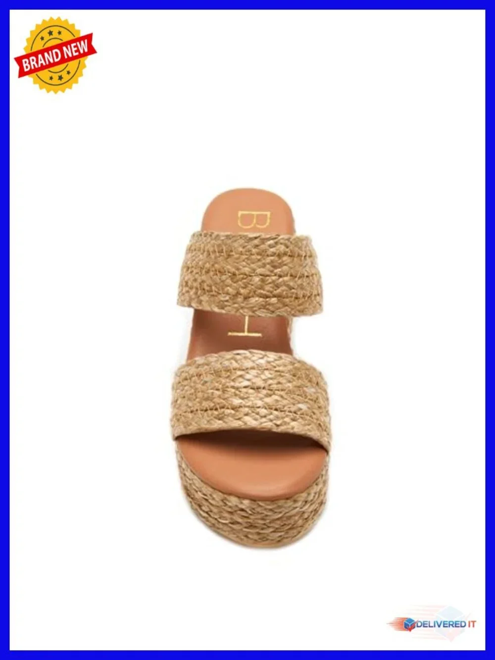 Woven Raffia Platform Wedge Sandals - Slip On Block Heel